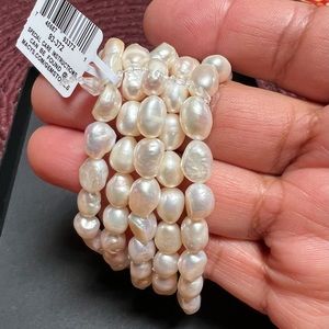 BRIDGE CULTURED PEARL BRACELET, BARQ PEARL, 5PC, 7MM, STRECH SET